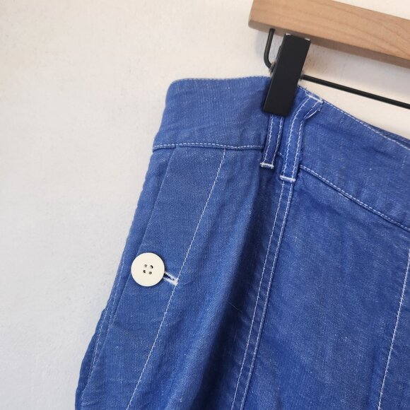 ME&EM Blue Wide Leg Trousers Pants Linen Blend Beachy Women's 16 - Picture 4 of 9